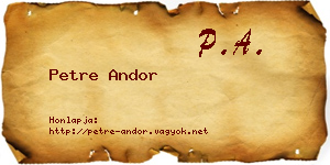 Petre Andor névjegykártya