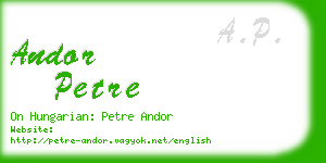andor petre business card